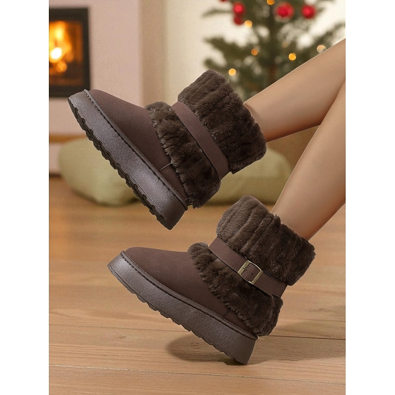 Cozy Fur-Trimmed Snow Boots – Winter Wear, Outdoor Adventures