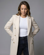 Women's Double-Breasted Winter Coat with Sleeves – Casual, Office