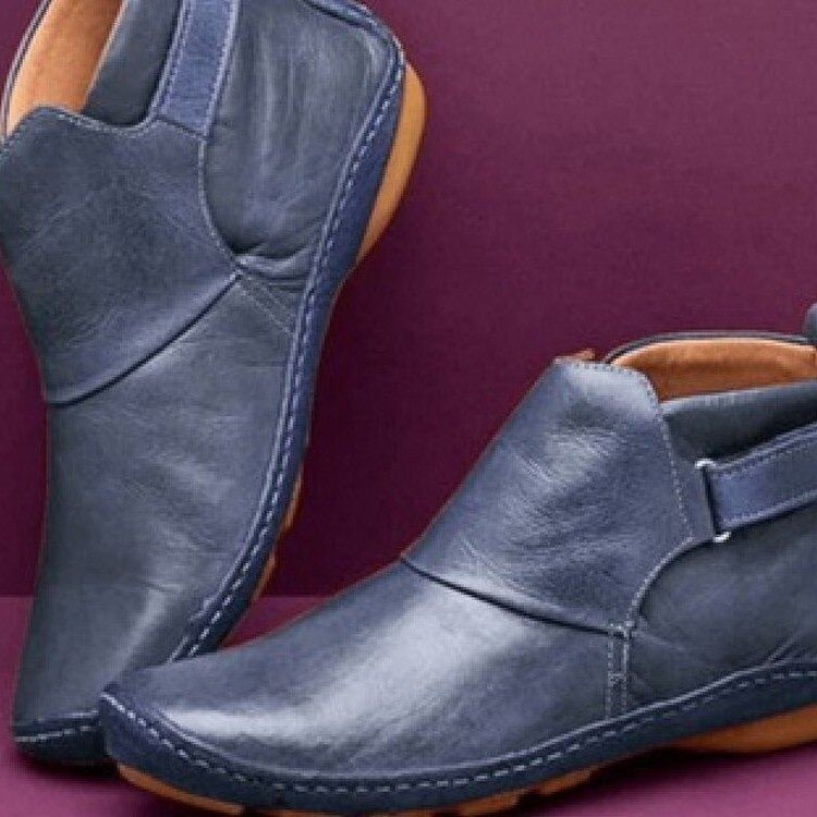 Ankle Boots Leather Women's Red Slip-On Flat Comfort – Casual, Everyday, Office, Autumn Wear, Gift