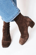 Ankle Boots Suede Brown Block Heel Women's – Casual, Office, Holiday · Werune