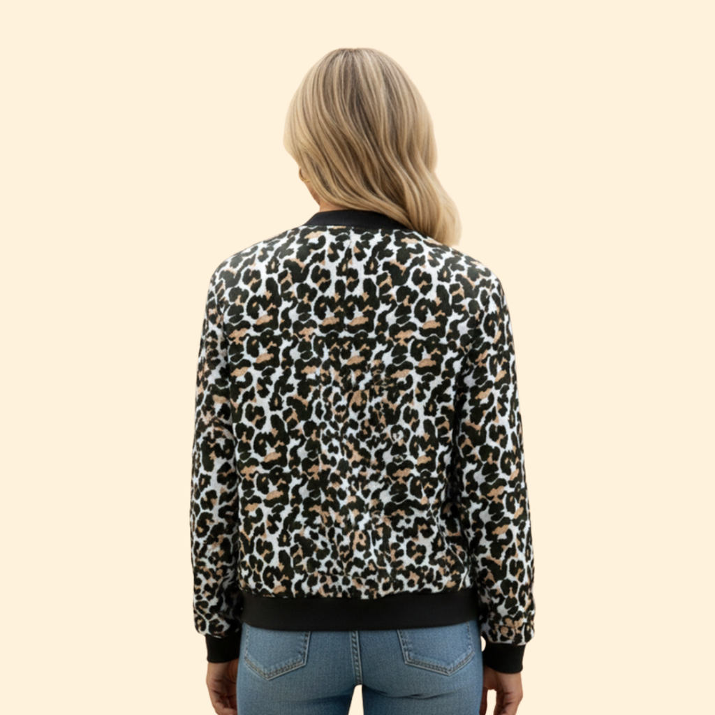 Bomber Jacket Leopard Print Women's Zip-Up – Casual, Holiday, Office, Gift · Werune