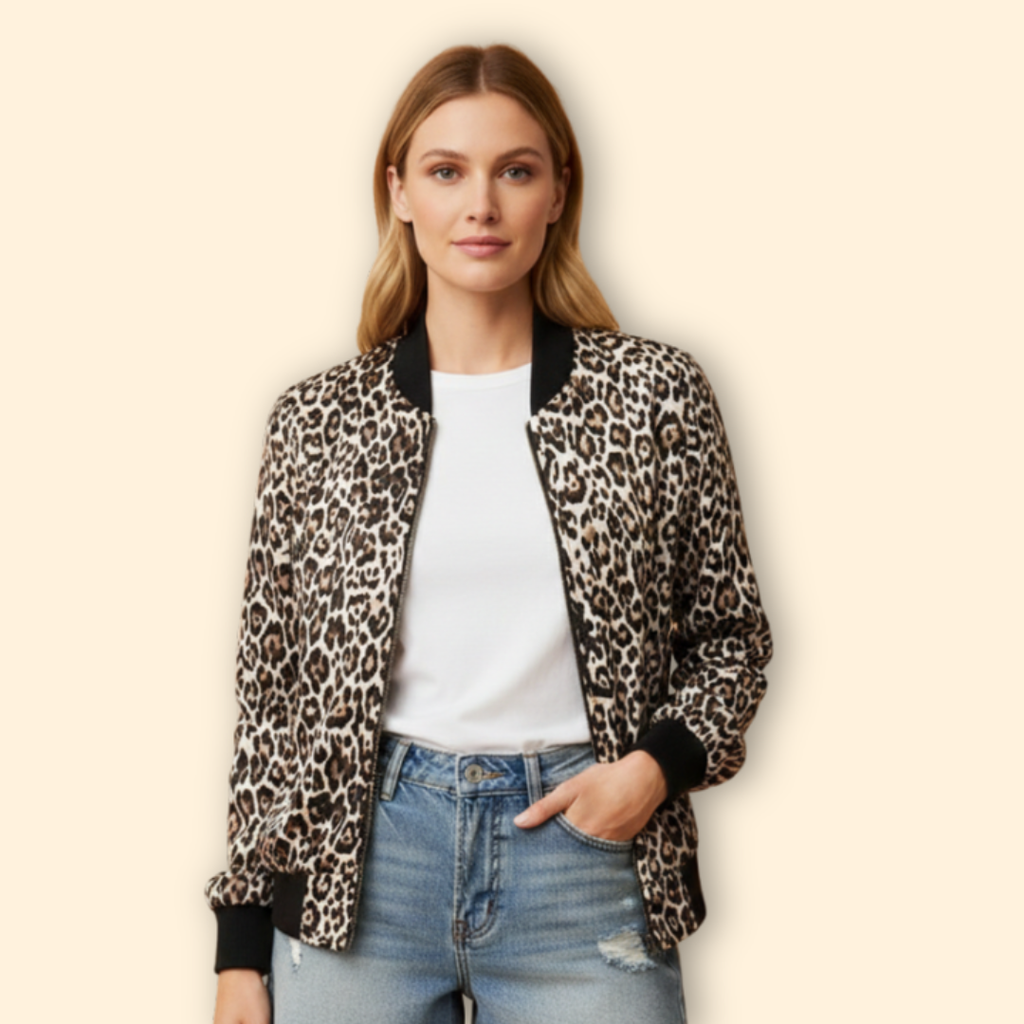 Bomber Jacket Leopard Print Women's Zip-Up – Casual, Holiday, Office, Gift · Werune