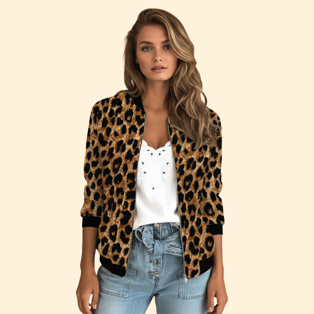 Bomber Jacket Leopard Print Women's Zip-Up – Casual, Holiday, Office, Gift · Werune