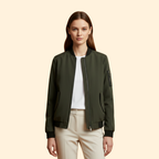 Bomber Jacket Men's Olive Green Zip-Up Ribbed Cuffs – Casual, Office, Holiday, Gift