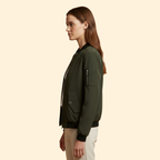 Bomber Jacket Men's Olive Green Zip-Up Ribbed Cuffs – Casual, Office, Holiday, Gift
