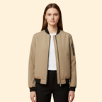 Bomber Jacket Men's Olive Green Zip-Up Ribbed Cuffs – Casual, Office, Holiday, Gift