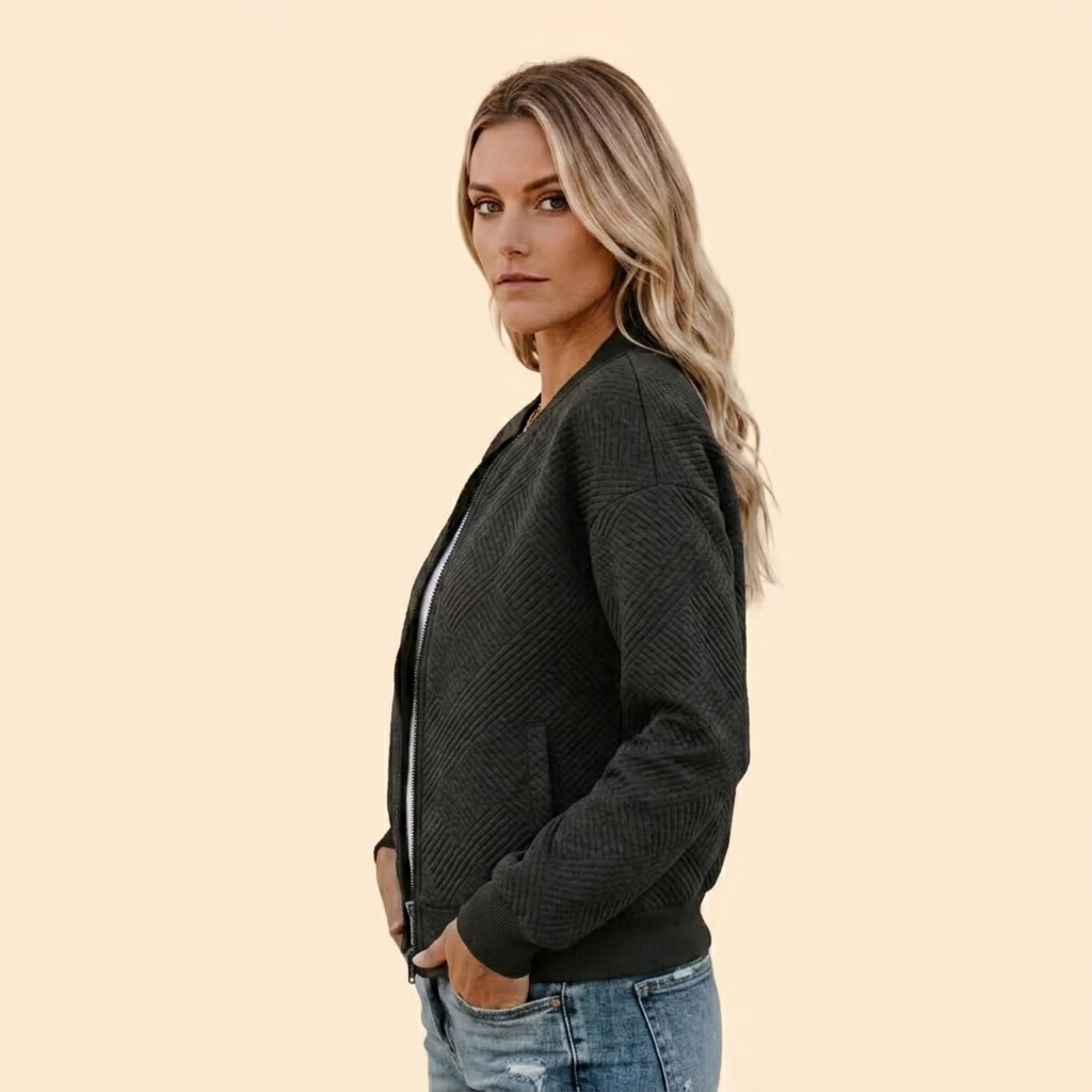 Bomber Jacket Textured Black Full-Zip Men's – Casual, Office, Holiday, Gift · Werune