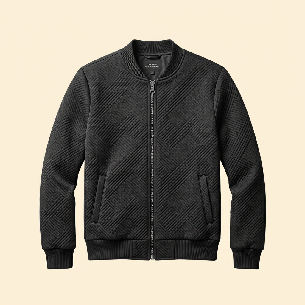 Bomber Jacket Textured Black Full-Zip Men's – Casual, Office, Holiday, Gift · Werune