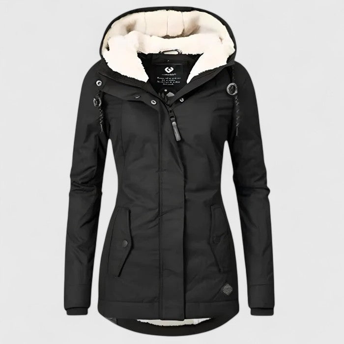 Hooded Fleece-Lined Jacket Navy Women's Winter Parka – Casual, Outdoor Warmth · Werune