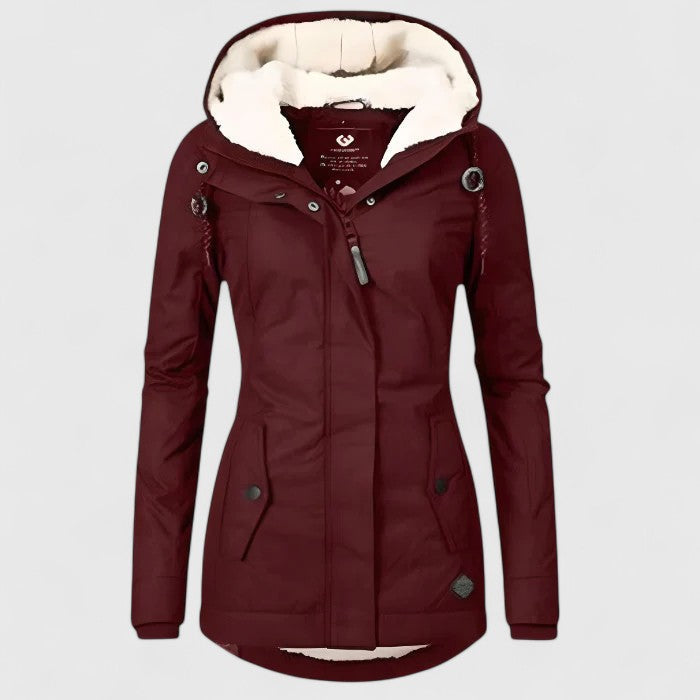 Hooded Fleece-Lined Jacket Navy Women's Winter Parka – Casual, Outdoor Warmth · Werune