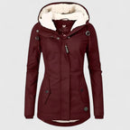 Hooded Fleece-Lined Jacket Navy Women's Winter Parka – Casual, Outdoor Warmth · Werune