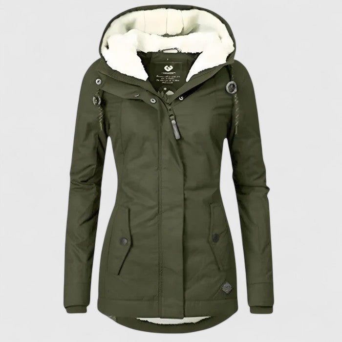 Hooded Fleece-Lined Jacket Navy Women's Winter Parka – Casual, Outdoor Warmth · Werune