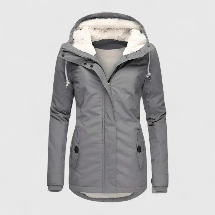 Hooded Fleece-Lined Jacket Navy Women's Winter Parka – Casual, Outdoor Warmth · Werune