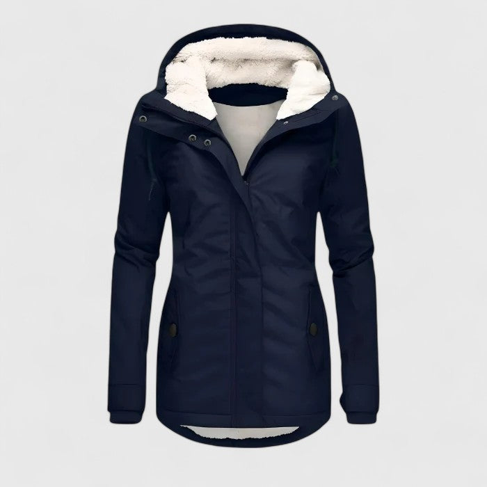Hooded Fleece-Lined Jacket Navy Women's Winter Parka – Casual, Outdoor Warmth · Werune