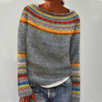 Knit Jumper Fair Isle Pattern Green Women's – Casual, Winter Layering Sweater for Everyday and Office Wear