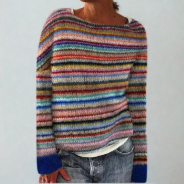 Knit Jumper Fair Isle Pattern Green Women's – Casual, Winter Layering Sweater for Everyday and Office Wear