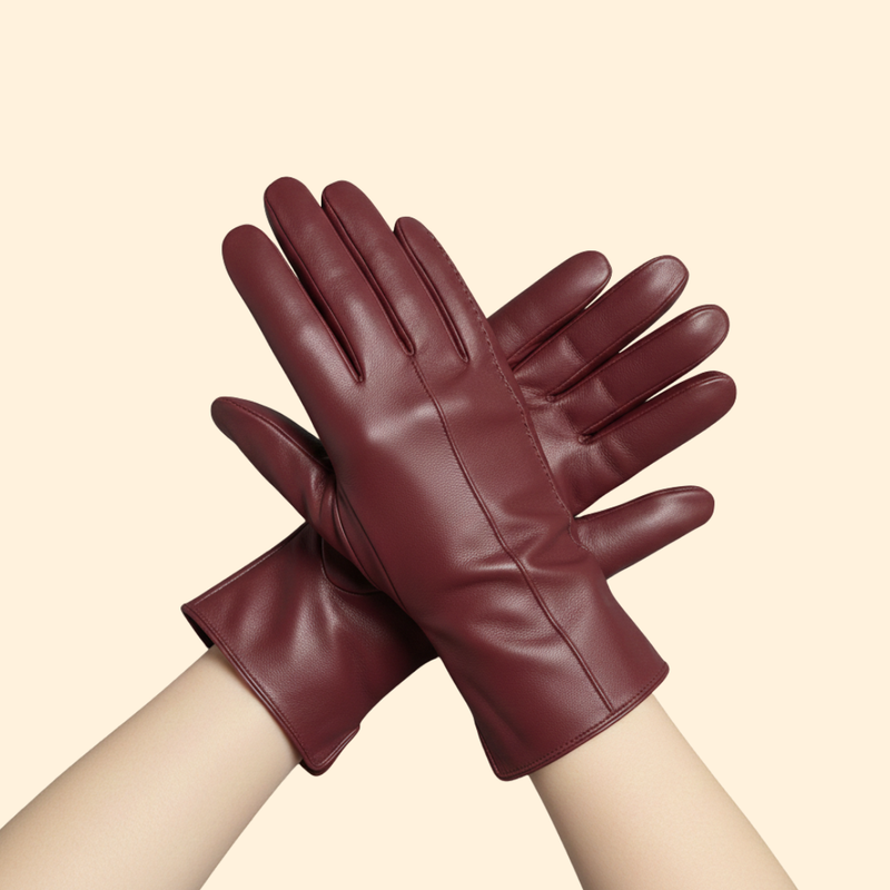 Leather Gloves Black Women's Stitched Detail – Casual, Winter, Office, Gift · Werune