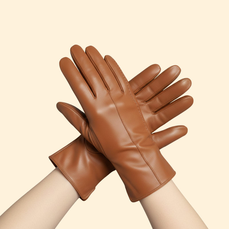 Leather Gloves Black Women's Stitched Detail – Casual, Winter, Office, Gift · Werune