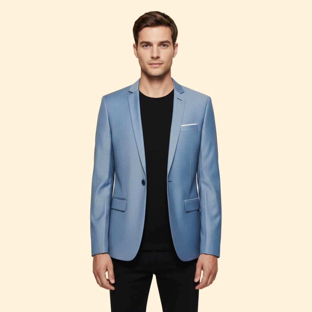 Men's Blazer Slim Fit Grey Single-Button Lined Suit Jacket – Office, Wedding, Formal, Gift