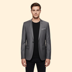 Men's Blazer Slim Fit Grey Single-Button Lined Suit Jacket – Office, Wedding, Formal, Gift