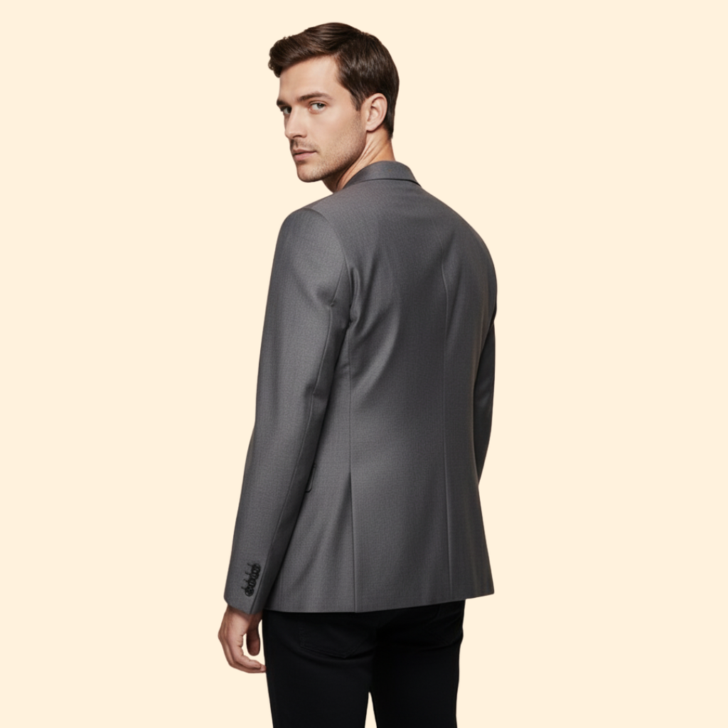 Men's Blazer Slim Fit Grey Single-Button Lined Suit Jacket – Office, Wedding, Formal, Gift