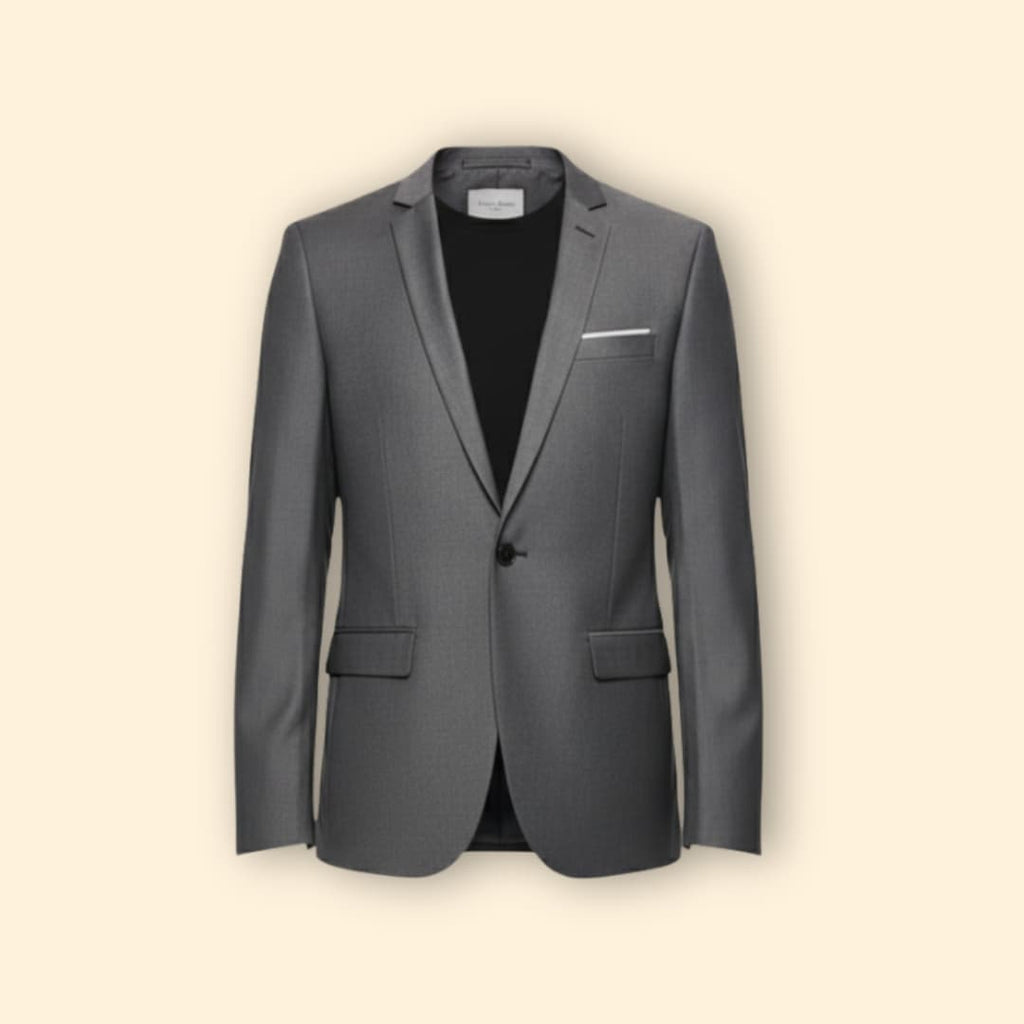 Men's Blazer Slim Fit Grey Single-Button Lined Suit Jacket – Office, Wedding, Formal, Gift