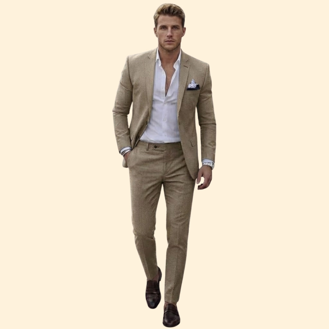 Men's Suit Set Two-Piece Blue Tailored Fit Blazer & Trousers – Wedding, Office, Formal, Gift