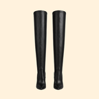 Over-The-Knee Boots Faux Leather Black Women's Heeled – Casual, Office, Holiday Outfit