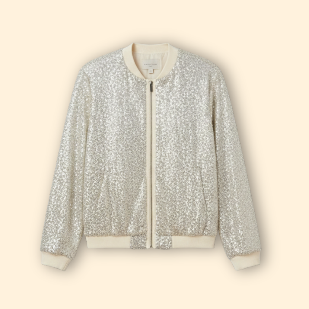 Sequin Bomber Jacket Women's Silver Zip-Up – Party, Evening, Holiday, Gift · Werune