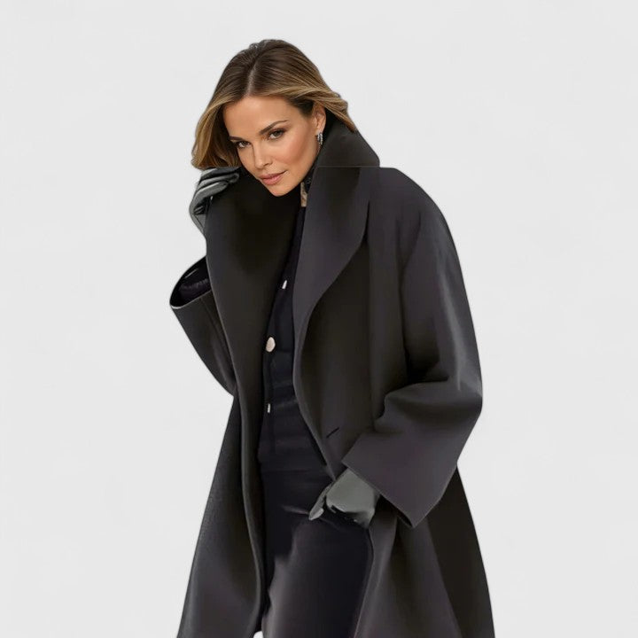 Wool Blend Coat Red Women's Shawl Collar Mid-Length Overcoat – Casual, Office · Werune