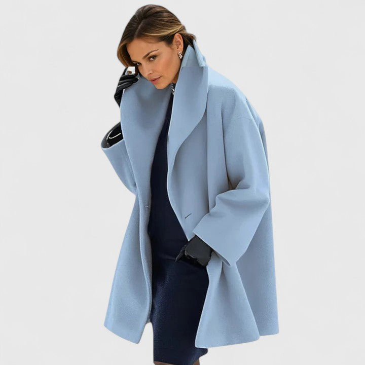Wool Blend Coat Red Women's Shawl Collar Mid-Length Overcoat – Casual, Office · Werune