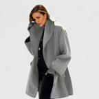 Wool Blend Coat Red Women's Shawl Collar Mid-Length Overcoat – Casual, Office · Werune