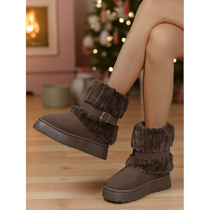 Cozy Fur-Trimmed Snow Boots – Winter Wear, Outdoor Adventures