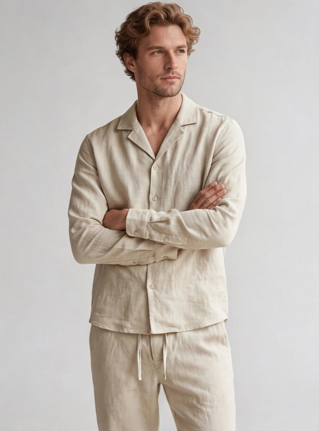 Lightweight Linen Shirt and Pants Set for Men - Casual Summer Outfit