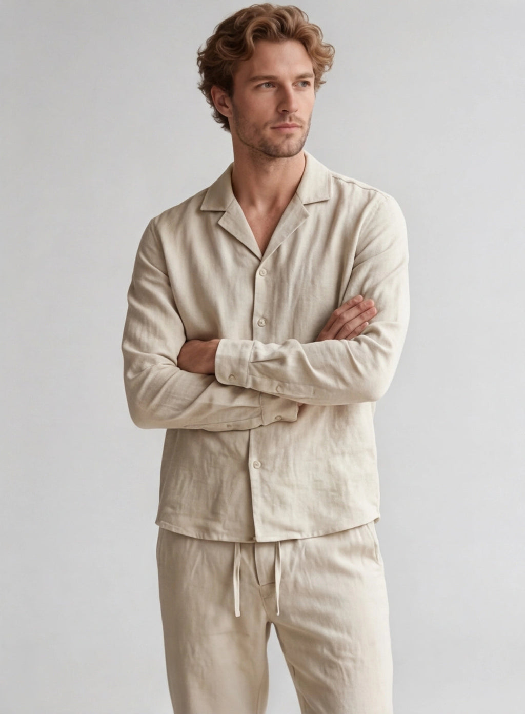 Lightweight Linen Shirt and Pants Set for Men - Casual Summer Outfit