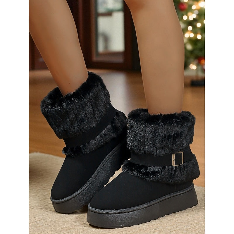 Cozy Fur-Trimmed Snow Boots – Winter Wear, Outdoor Adventures